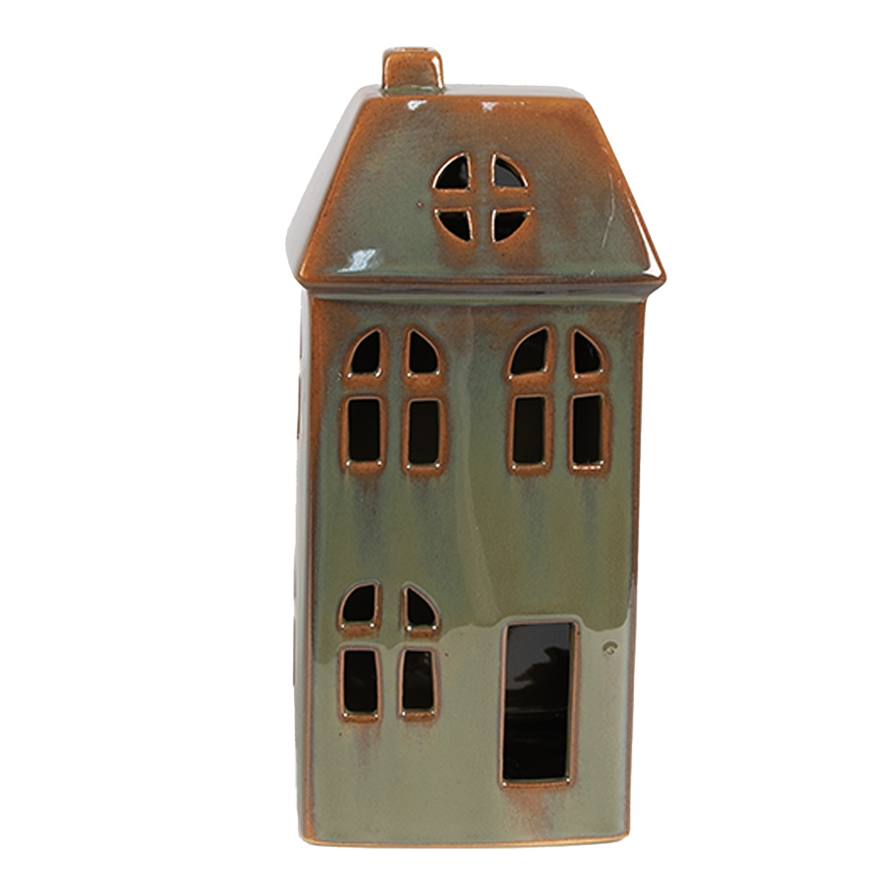 Decoratie huisje met LED 7x6x15 cm