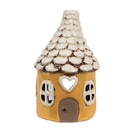 Tealight Holder Christmas House Yellow Beige Ø 11x17 cm