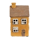 Tealight Holder Christmas House Yellow Brown 9x9x15 cm