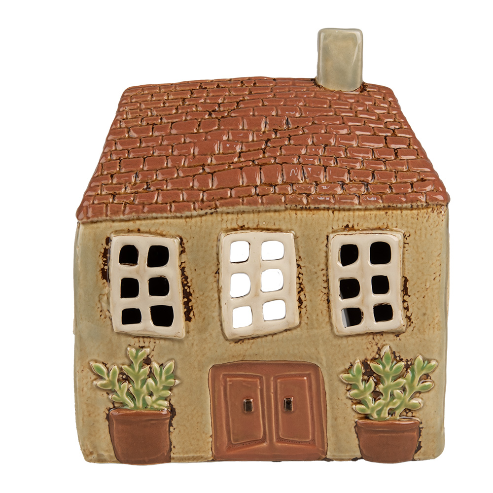 [6CE1896] Portacandele Natale Casette Verde Arancio 17x10x19 cm