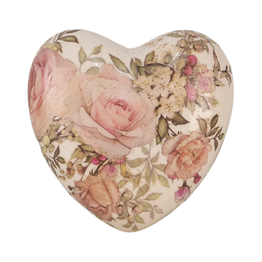 [6CE1916] Decoration Heart Beige Pink 11x11x4 cm
