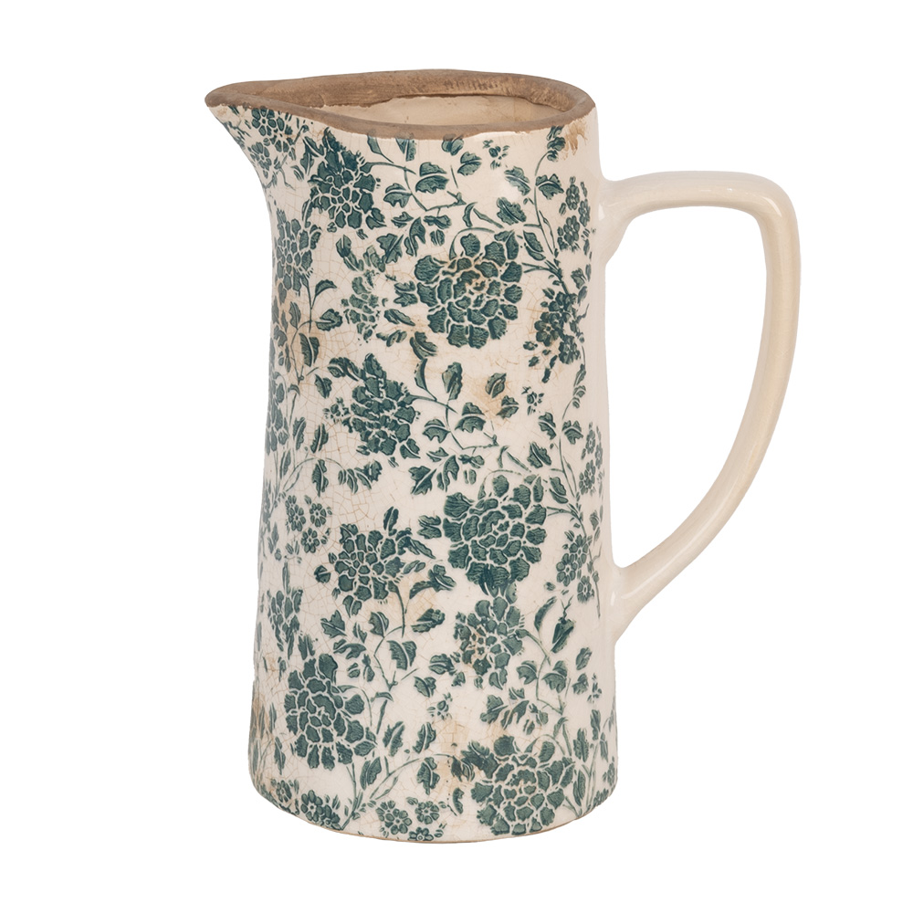 [6CE1922L] Decorative Pitcher Beige Green 21x14x26 cm