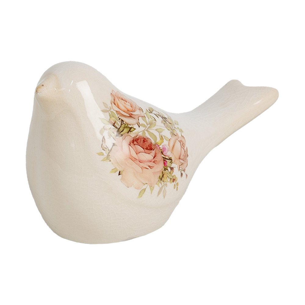 [6CE1951S] Decoration Bird Beige Pink 16x7x9 cm