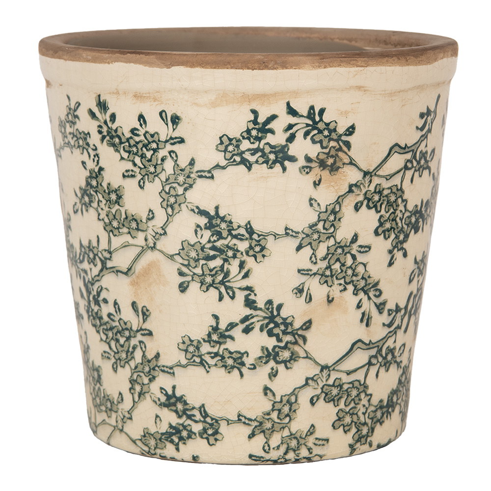 [6CE1976M] Pot de fleurs d'intérieur Beige Vert Ø 17x16 cm