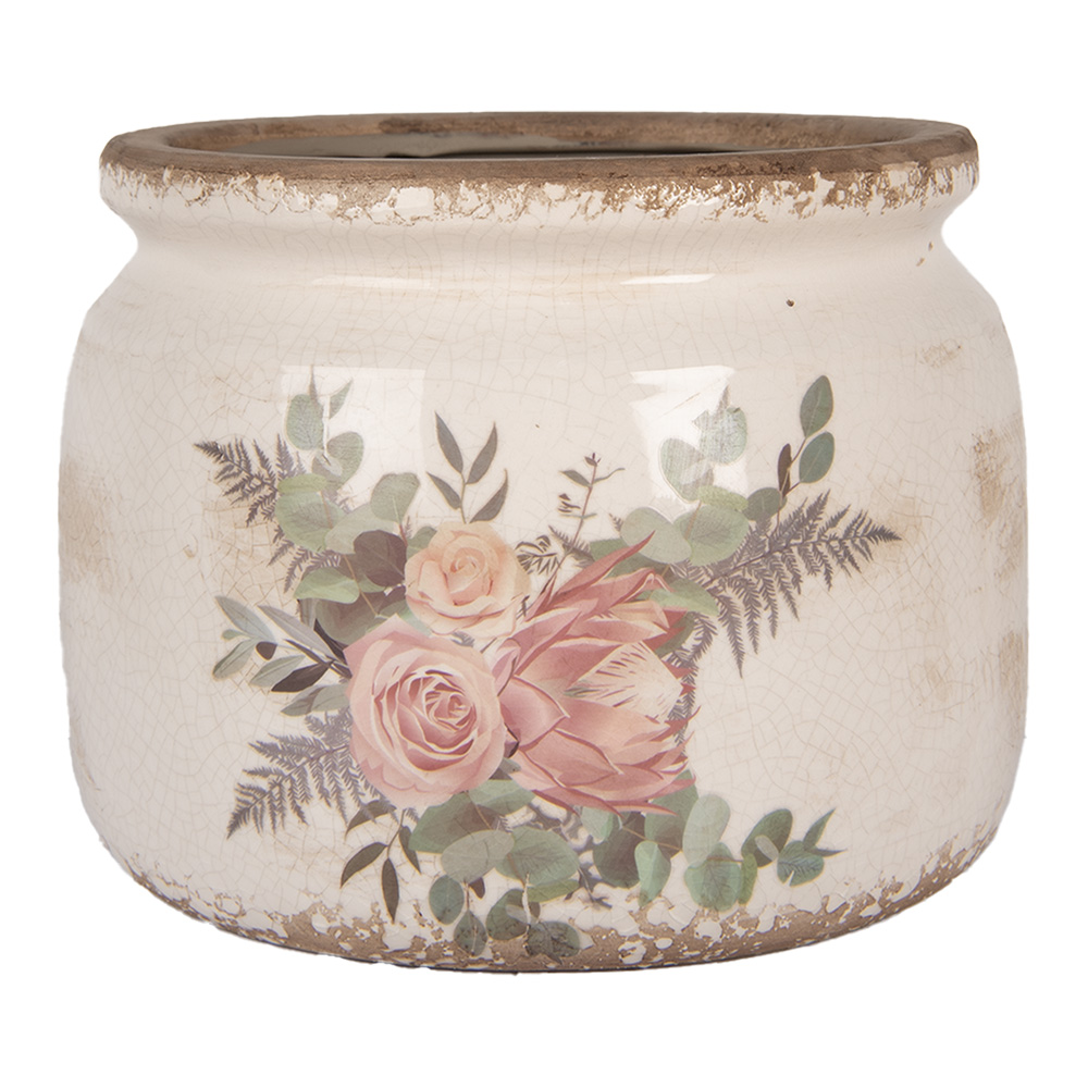 [6CE1978L] Flower Pot Inside Beige Pink Ø 20x15 cm