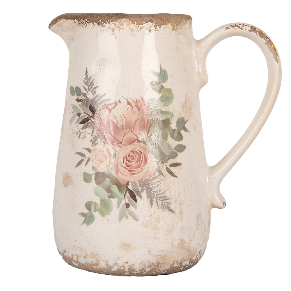 [6CE1979M] Pichet décoratif Beige Rose 17x12x18 cm