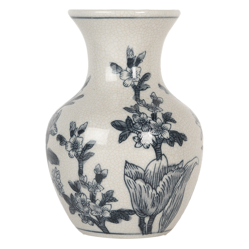 [6CE2077] Vase Weiß Blau Ø 10x16 cm