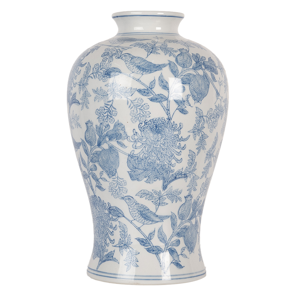 [6CE2101] Vase White Blue Ø 17x32 cm