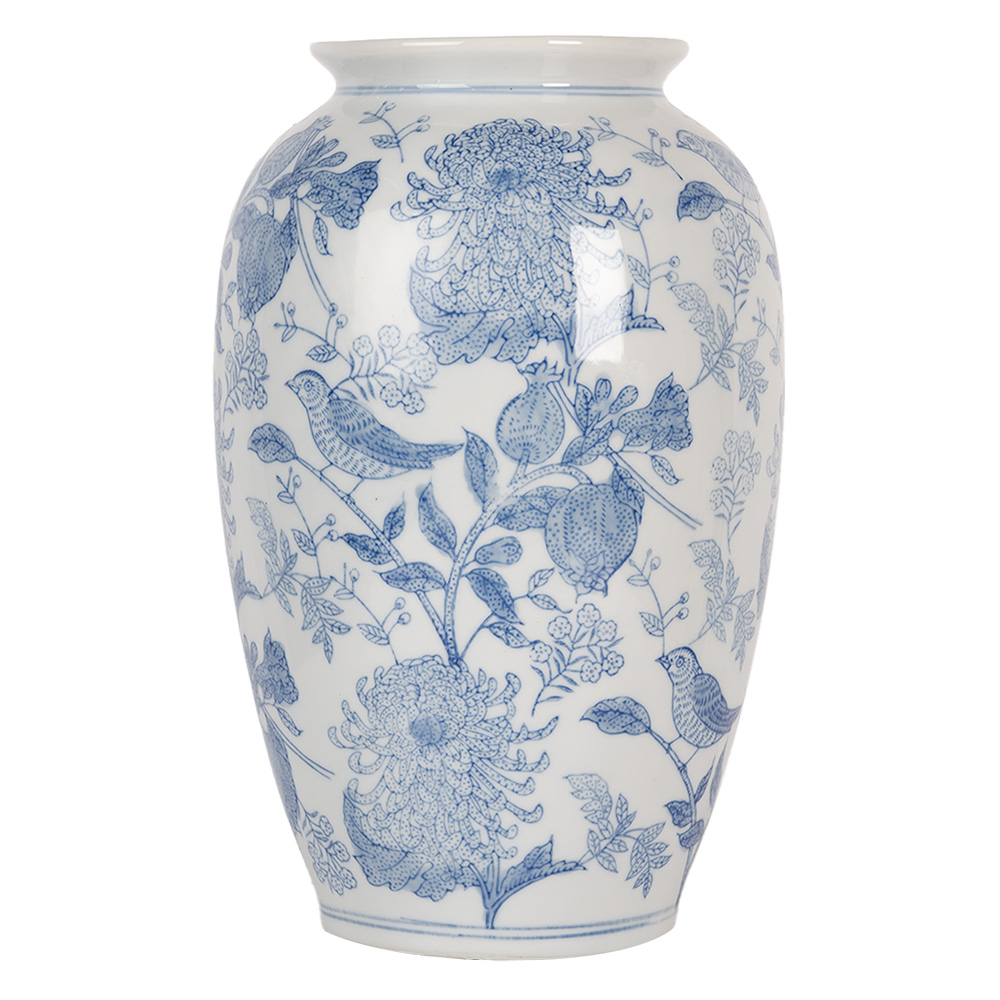 [6CE2102] Vase White Blue Ø 17x27 cm