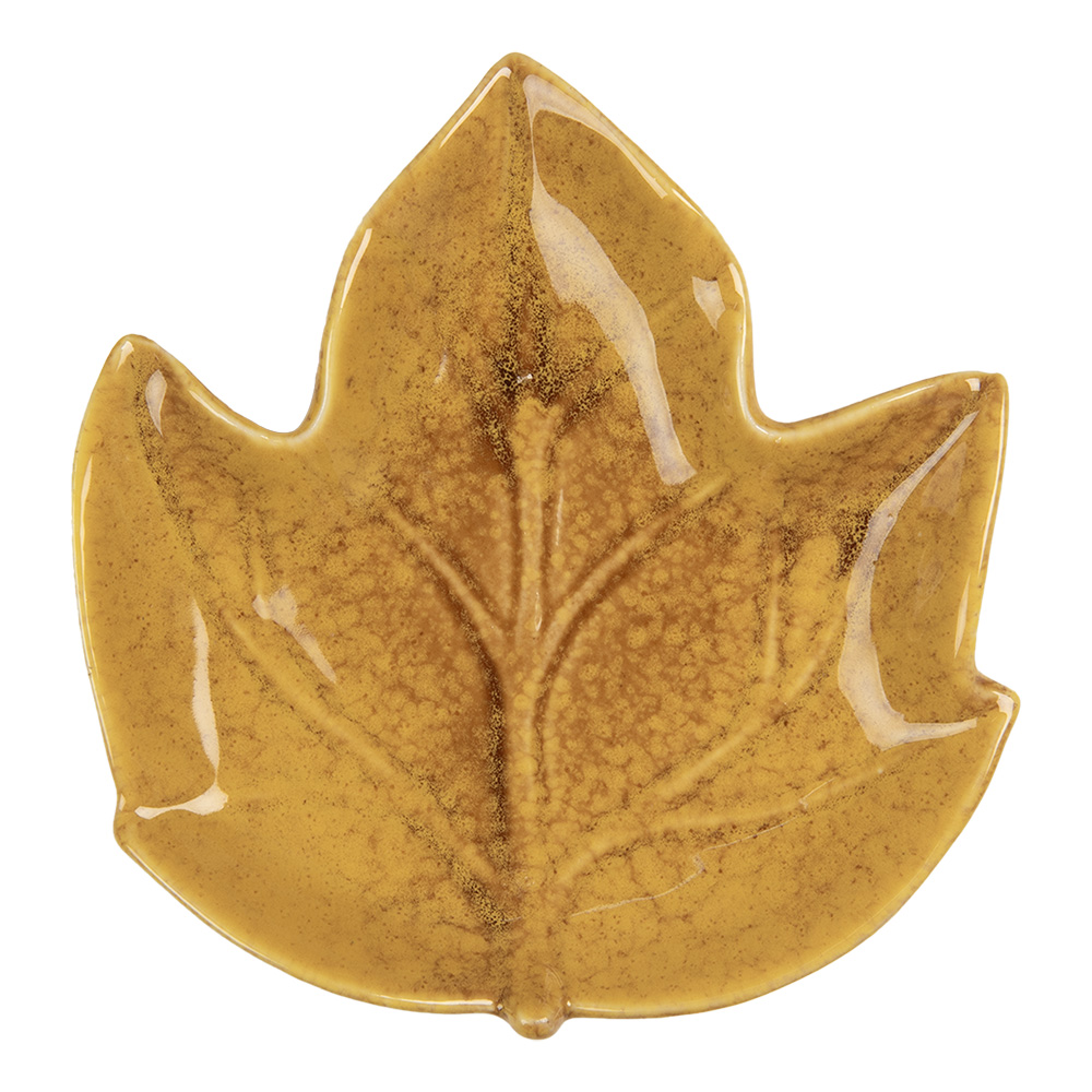 [6CE2151] Platter Leaf Yellow 14x13x2 cm