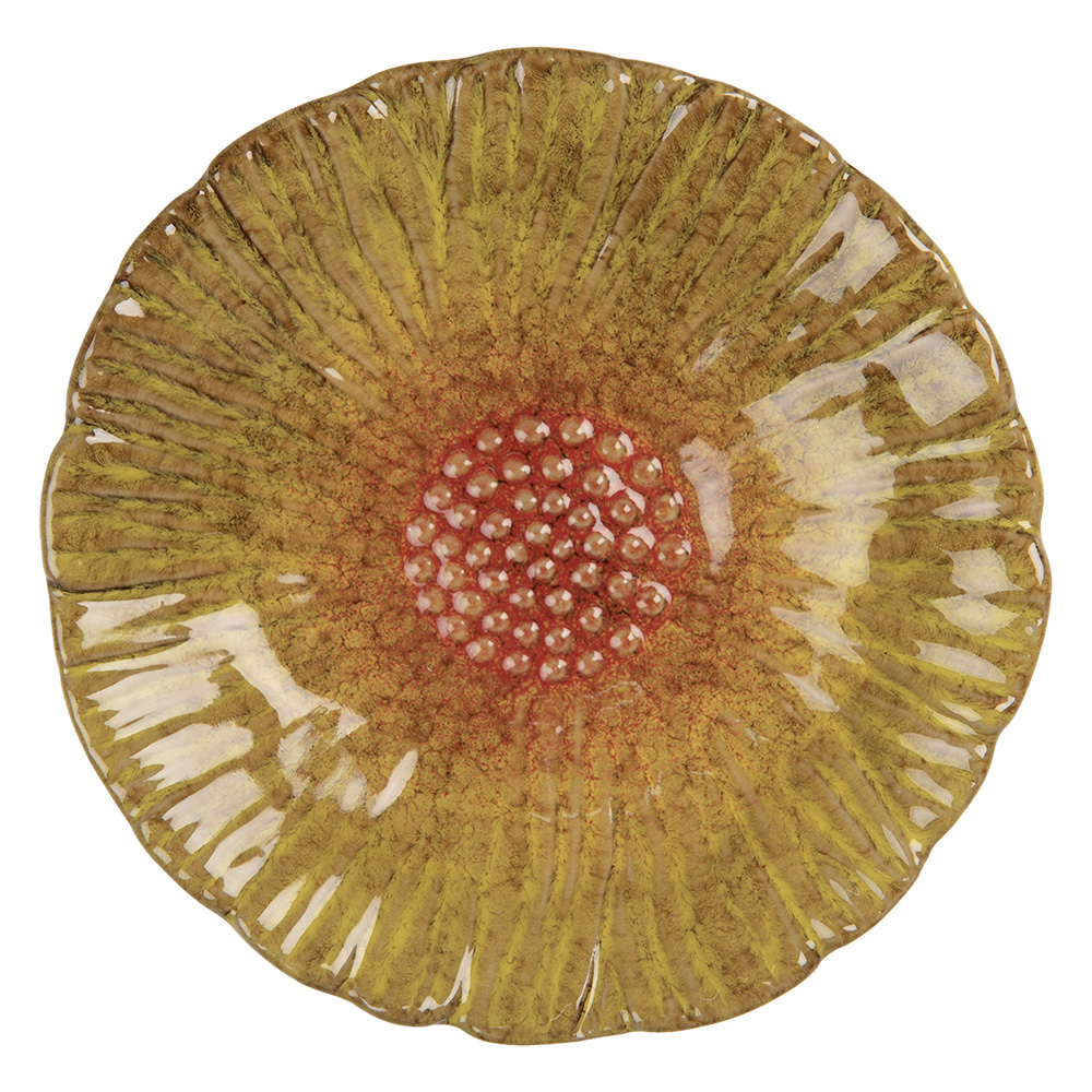 [6CE2161] Plat Fleur Jaune Orange Ø 14x3 cm