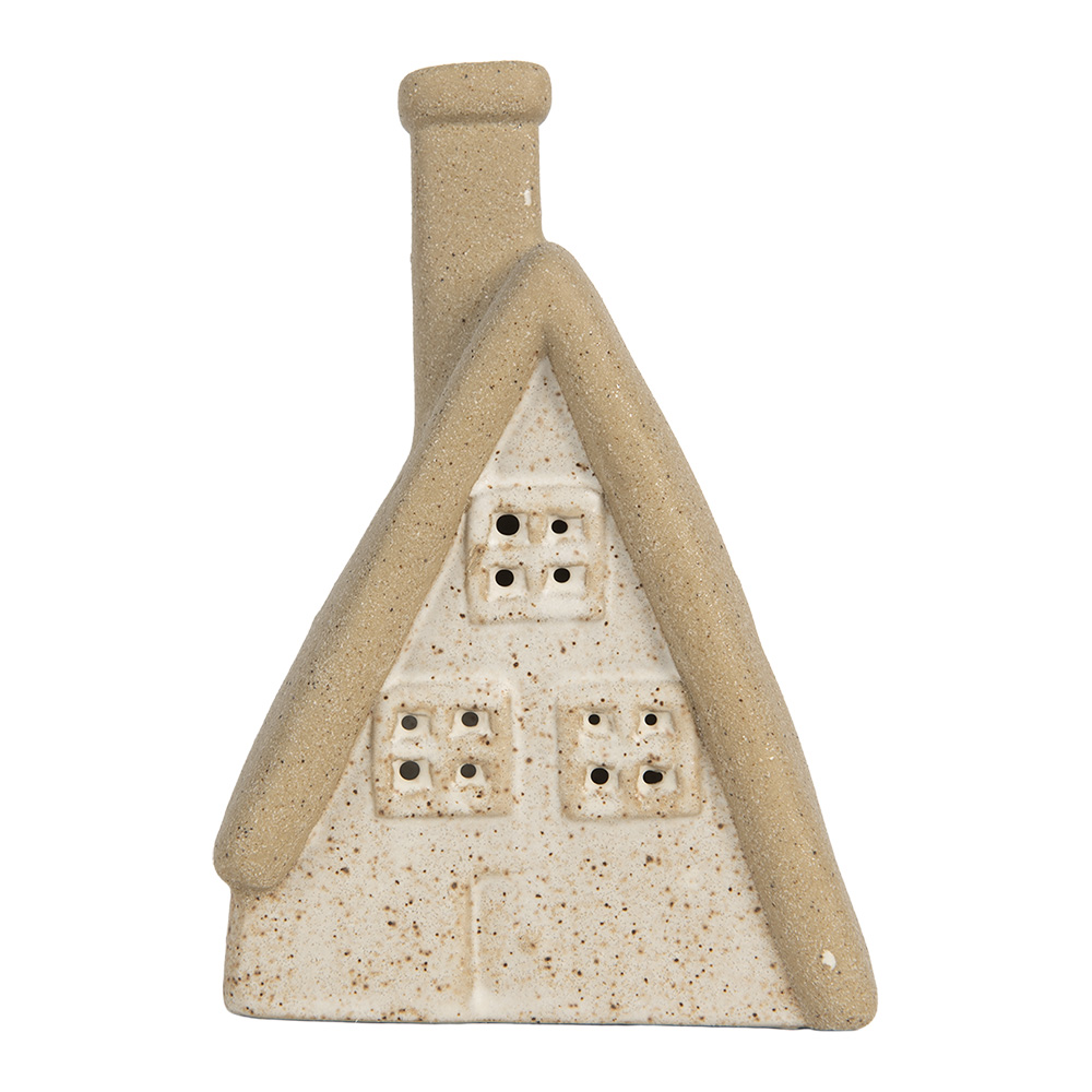 [6CE2174M] Decoratie huisje met LED 15x10x21 cm