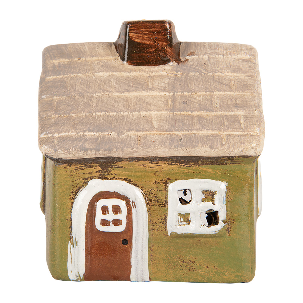 [6CE2186] Decoration House Green Beige 8x7x10 cm