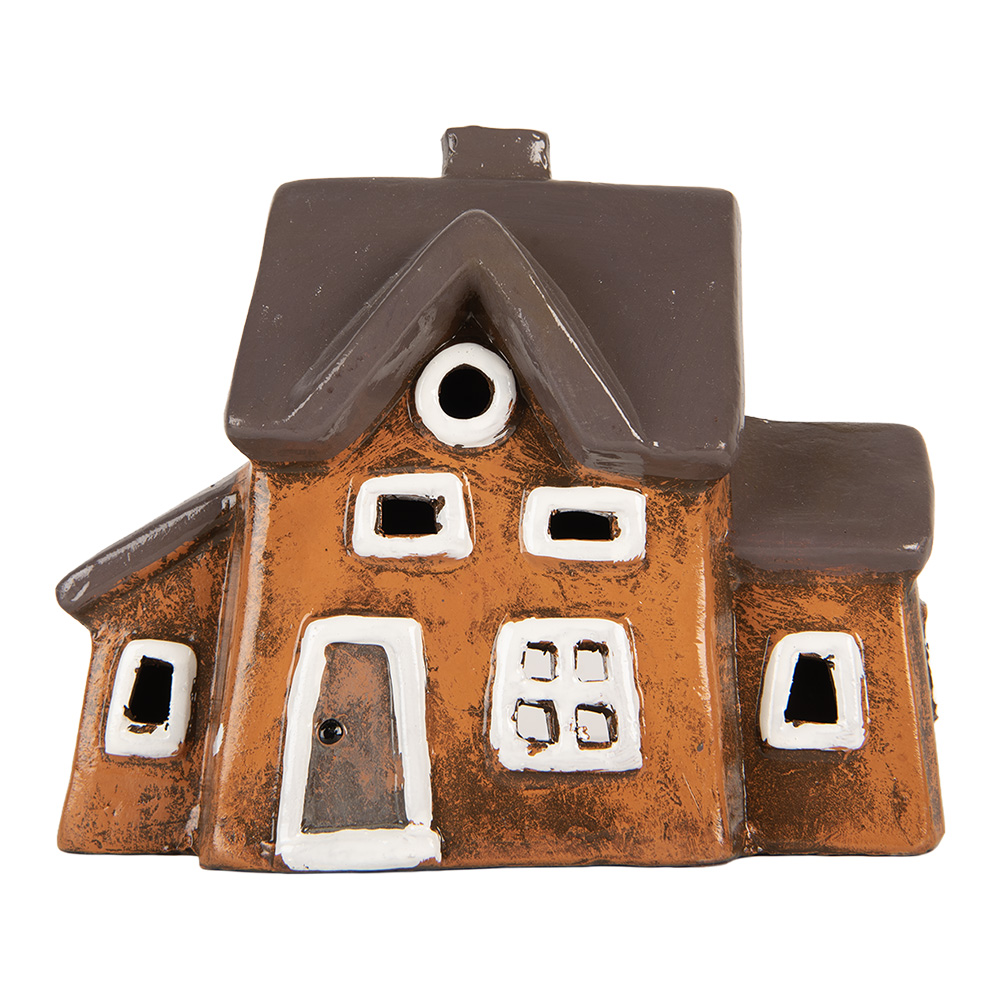 [6CE2201] Dekoration Haus Orange Grau 20x11x16 cm