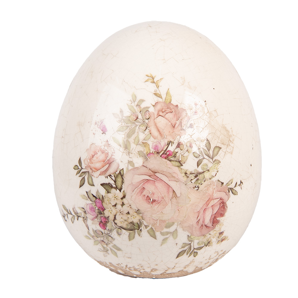 [6CE2207L] Decorativa Uovo Beige Rosa Ø 14x16 cm