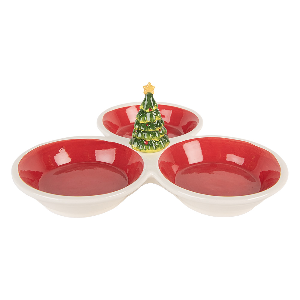 [6CE2225] Plat de service Rouge Blanc 26x26x10 cm