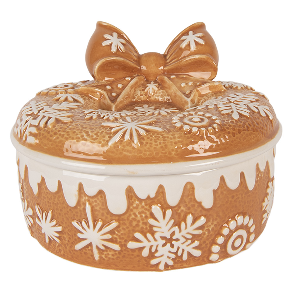 [6CE2226] Storage Jar with Lid Brown Beige Ø 20x13 cm