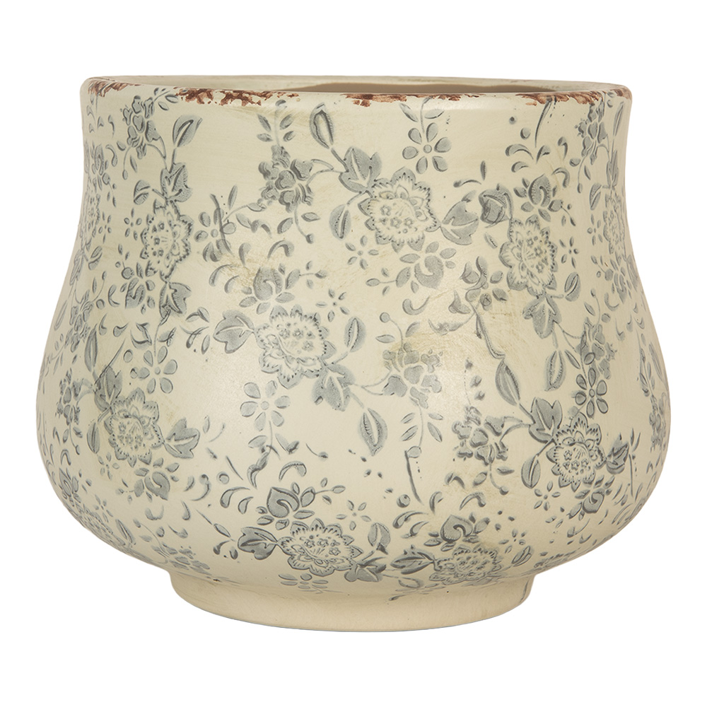 [6CE2240L] Pot de fleurs d'intérieur Beige Vert Ø 21x17 cm