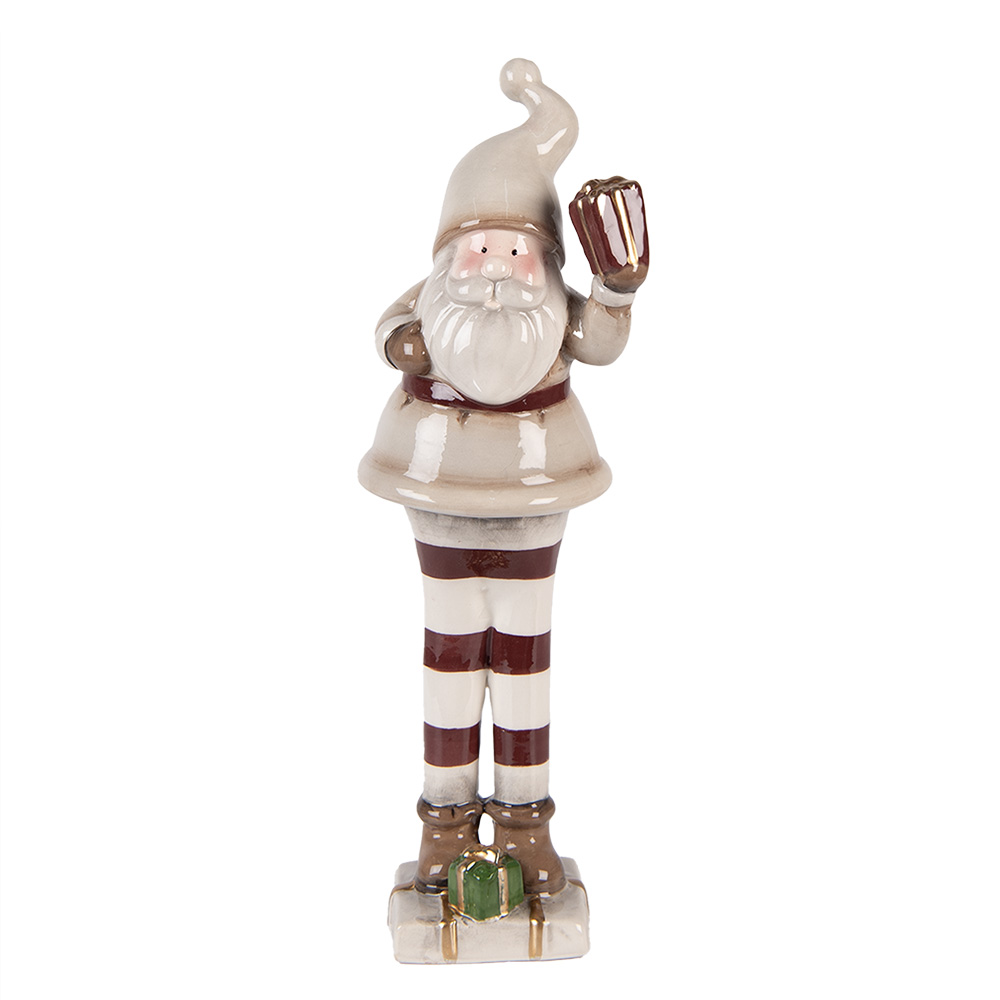 [6CE2251] Décoration de Noël père Noël Beige Rouge 8x7x23 cm