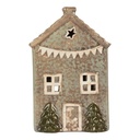 Porte-lampes de Noël Chalet Vert Beige 10x8x15 cm