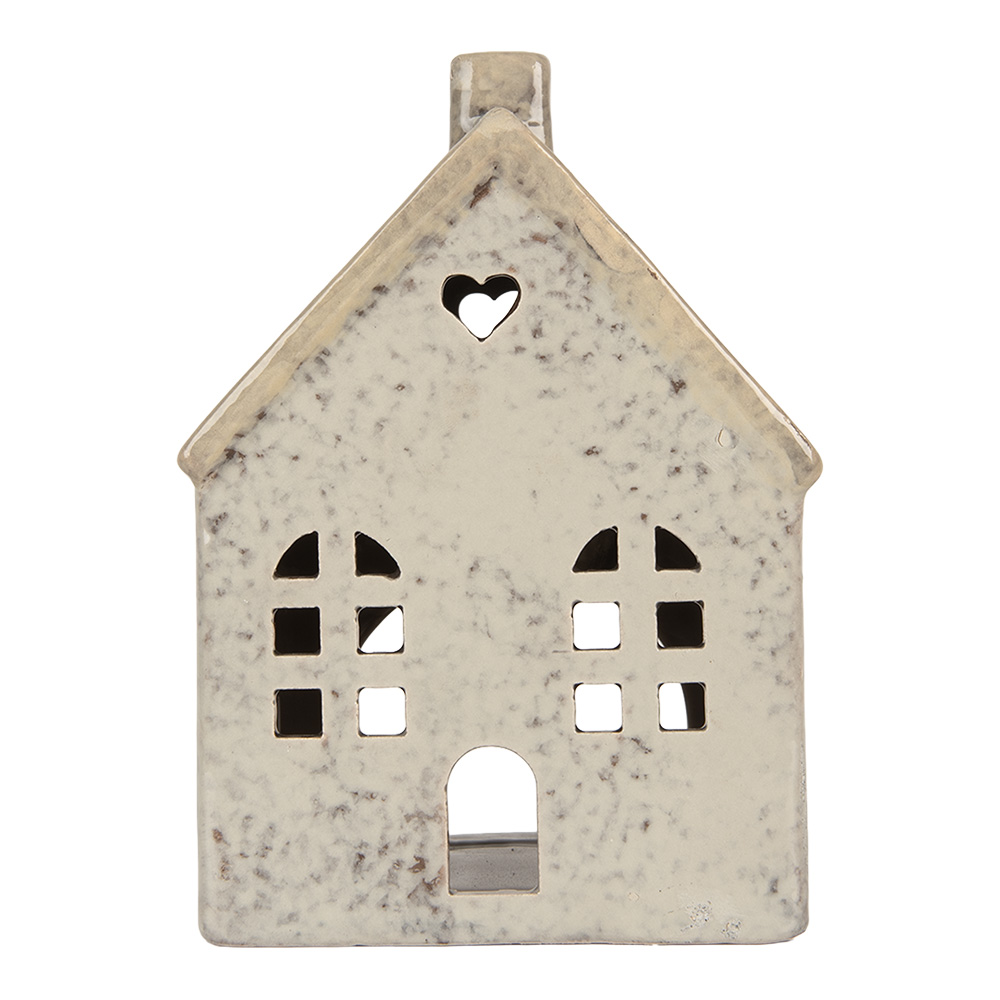[6CE2290] Portacandele Natale Casette Grigio Beige 11x7x16 cm