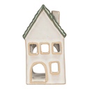 Tealight Holder Christmas House Grey Green 7x7x13 cm