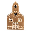 Kerzenhalter Weihnachten Häuschen Braun Weiß 10x10x16 cm