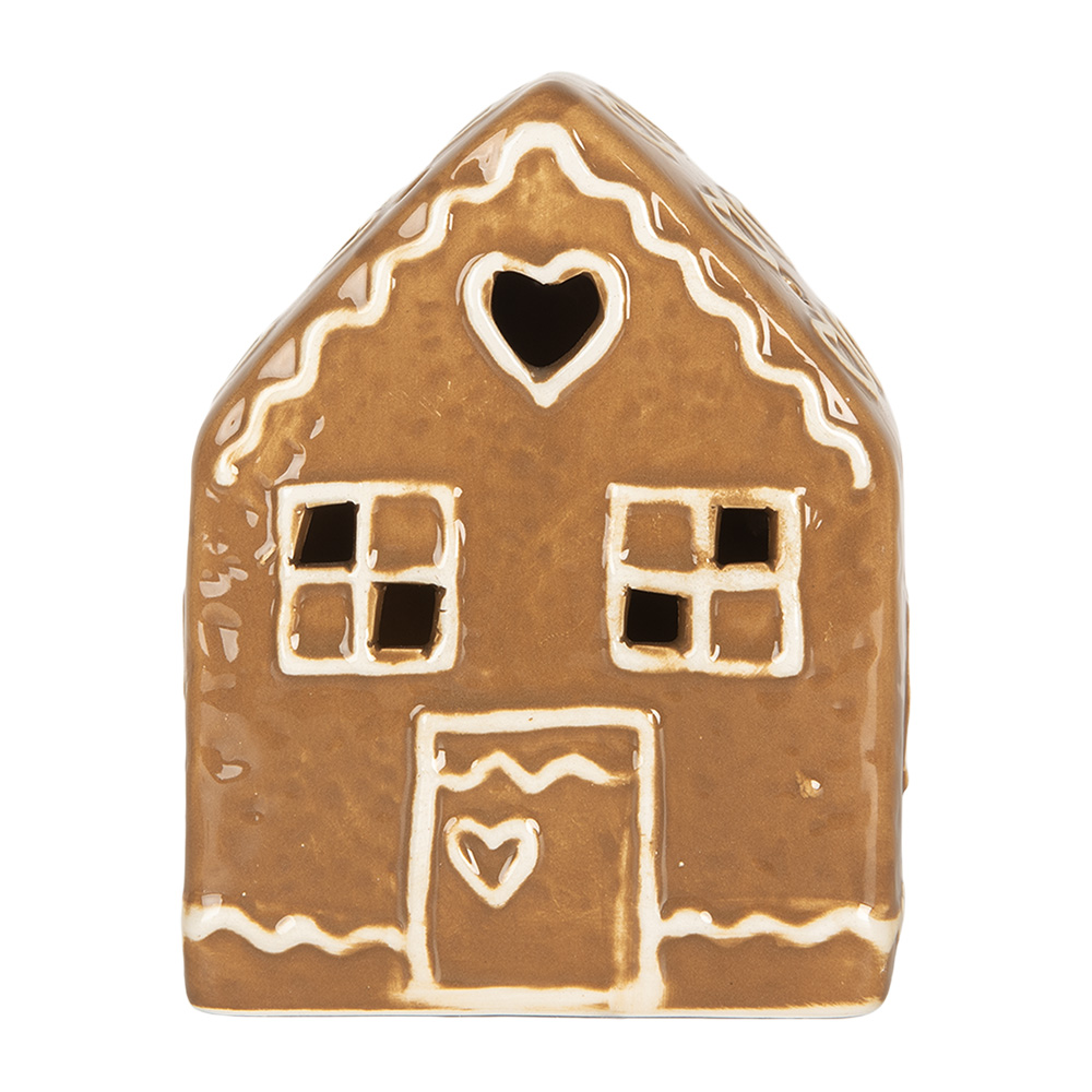 Decoratie huisje met LED 8x6x10 cm