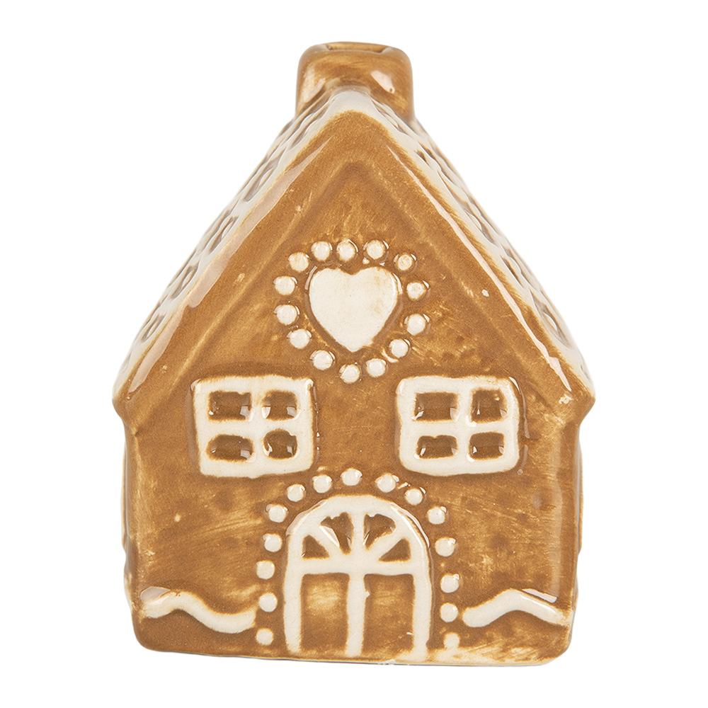 [6CE2351] Decorazione Casa Marrone Bianco 6x4x7 cm