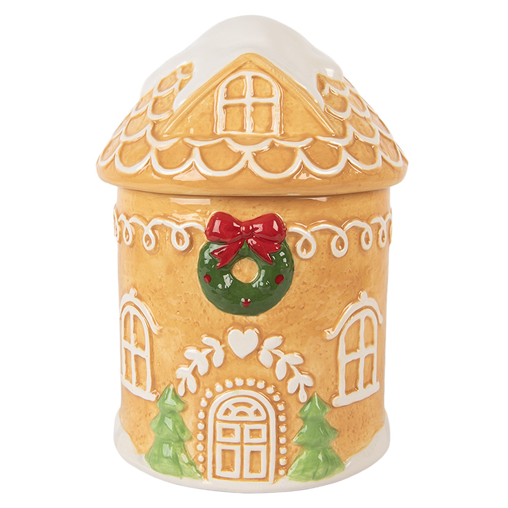 [6CE2363] Barattolo con Coperchio Marrone Bianco Ø 13x17 cm