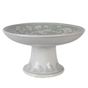 Plaque à gâteaux sur pied Blanc Vert Ø 21x11 cm