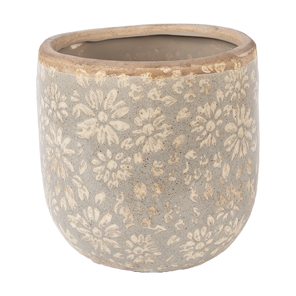 [6CE2409M] Flower Pot Inside Grey Beige Ø 14x13 cm