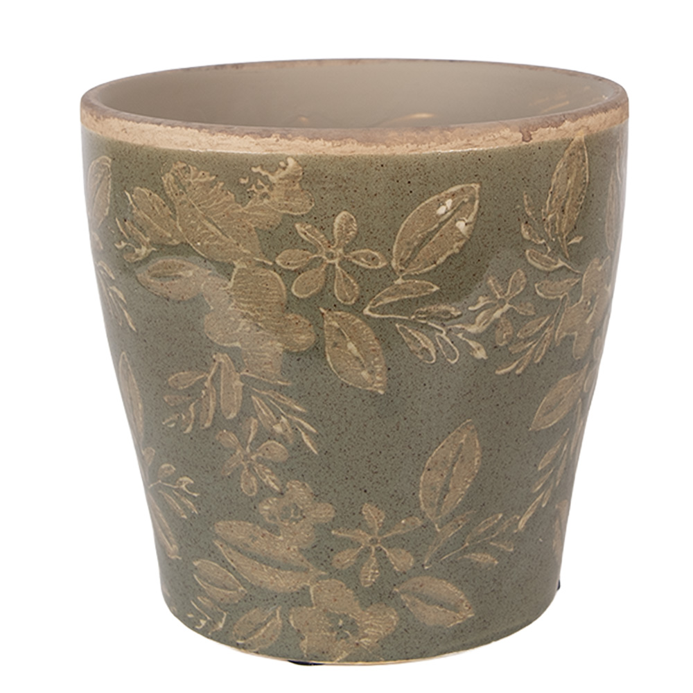 [6CE2410L] Pot de fleurs d'intérieur Vert Brun Ø 14x13 cm