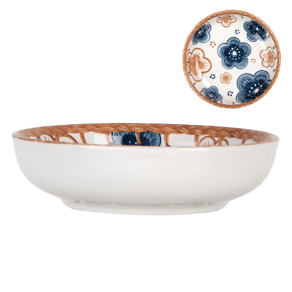 [6CEBO0068] Suppenschüssel Beige Blau Ø 10x3 cm / 50 ml