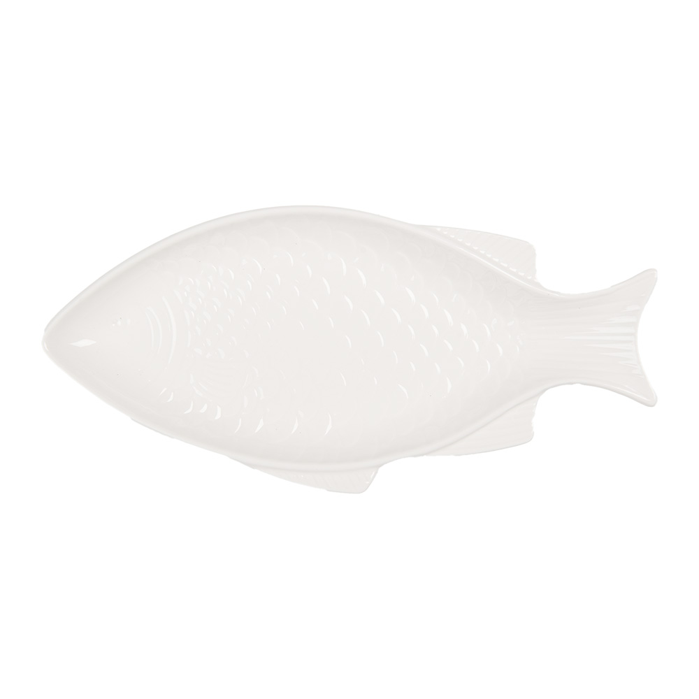 [6CEBO0197L] Schüssel Fisch Weiß 35x17x3 cm / 200 ml