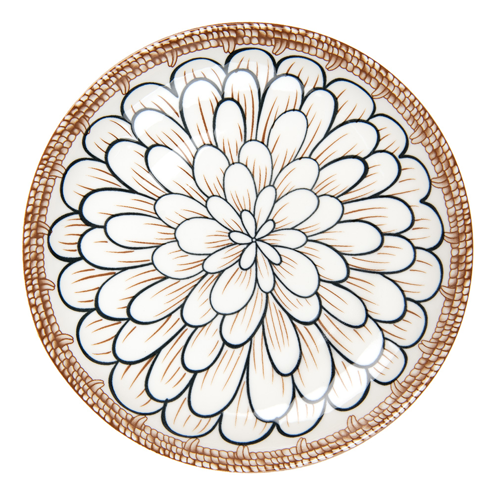 [6CEDP0169] Assiette pour le Petit Déjeuner Blanc Marron Ø 21x3 cm
