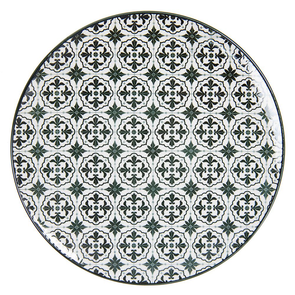 [6CEFP0047] Piatto da cena Bianco Nero Ø 26x2 cm