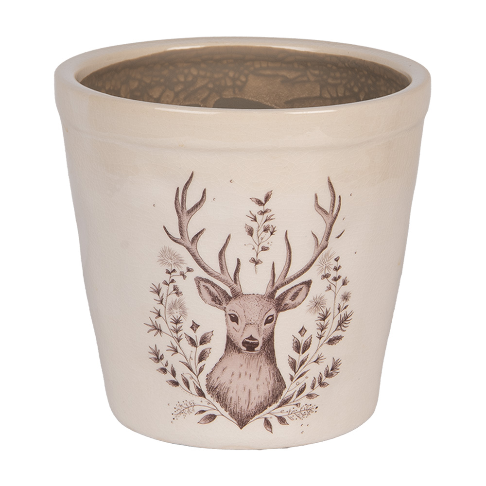 [6CEGTW0001M] Pot de fleurs d'intérieur Beige Marron Ø 15x14 cm