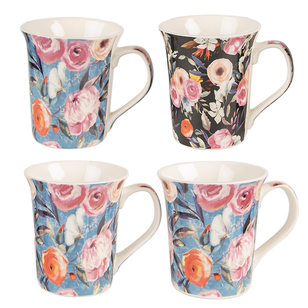 [6CEMS0048] Becher 4er Set Blau Grün 12x8x10 cm / 300 ml