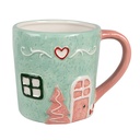 Becher Grün Rosa 13x9x9 cm / 350 ml