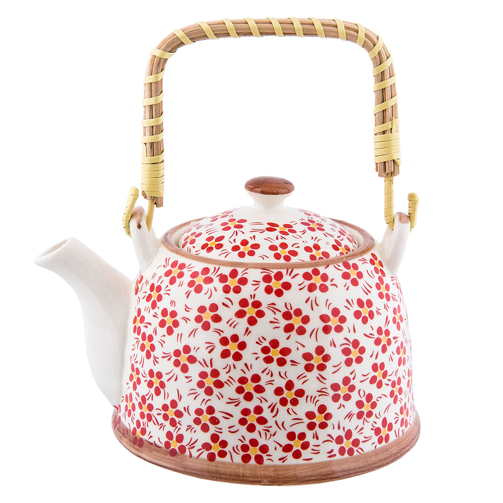 [6CETE0031] Teekanne mit Sieb Rot 18x14x12 cm / 700 ml