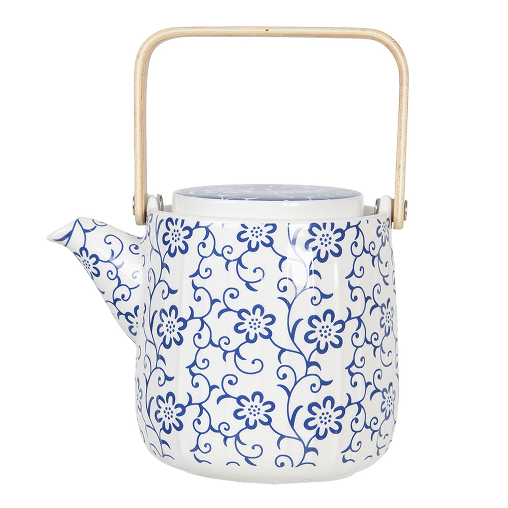 [6CETE0094] Teapot with Infuser Blue White 16x11x12/20 cm / 800 ml