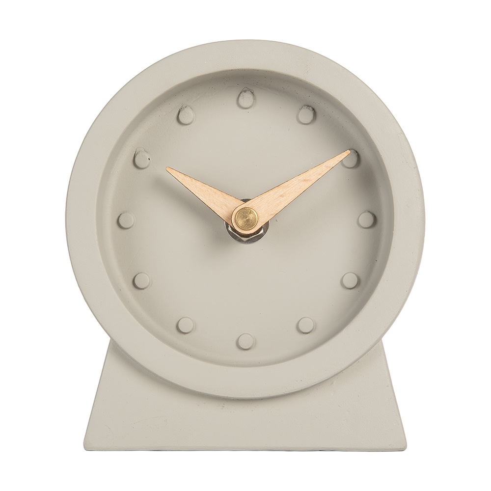 [6GBKL0003G] Table Clock Grey Beige 11x4x12 cm / 1xAA