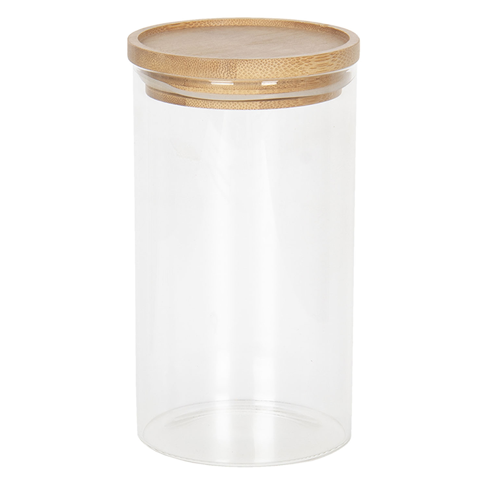 [6GL2419L] Storage Jar with Lid Transparent Ø 8x15 cm