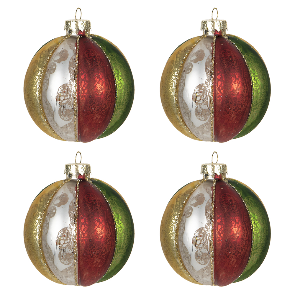 [6GL2736] Weihnachtskugeln 4er Set Mehrfarbig Ø 8x8 cm