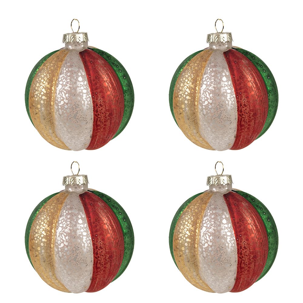 [6GL2736GG] Weihnachtskugeln 4er Set Mehrfarbig Ø 8x8 cm