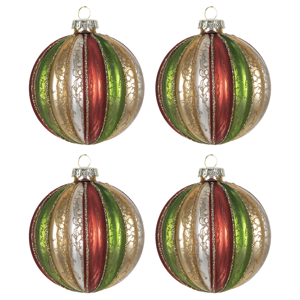 [6GL2737] Weihnachtskugeln (4er set) Mehrfarbig Ø 8x8 cm