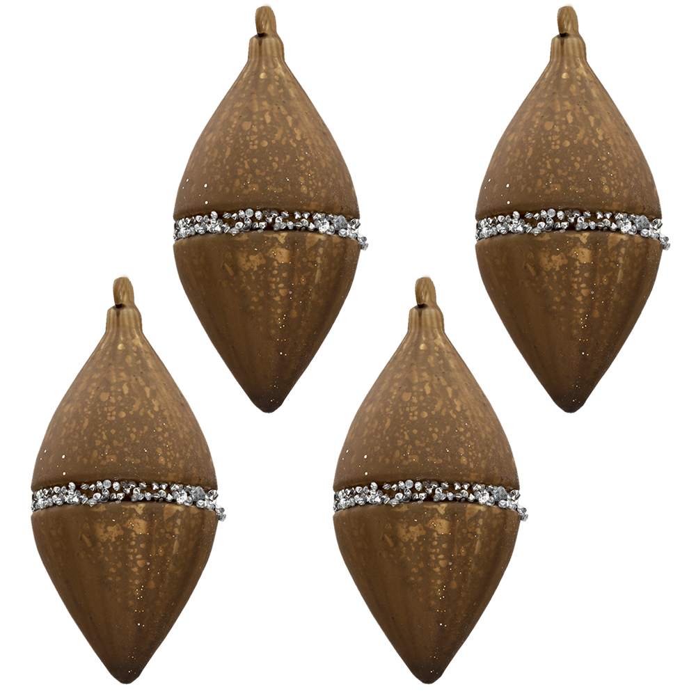 [6GL3272] Boules de Noël set de 4 Marron7x 7x14 cm