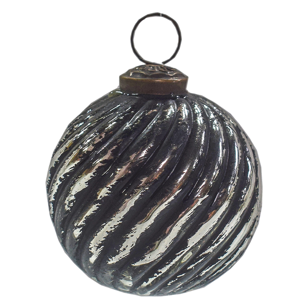 [6GL3757] Boule de Noël Noir, Argent Ø 7x7 cm