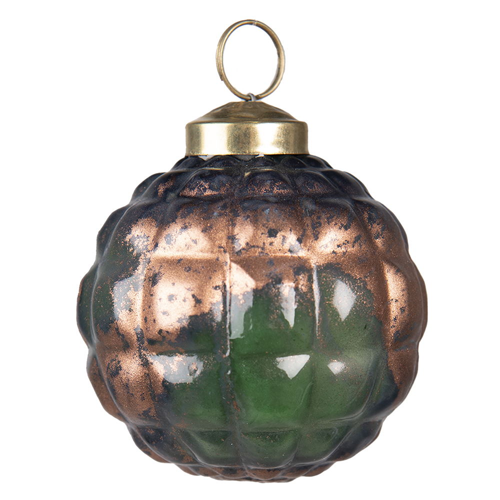 [6GL3800] Weihnachtskugel Grün Kupferfarbig Ø 7x7 cm